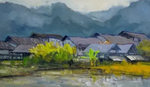 베트남 산악 마을의 풍경